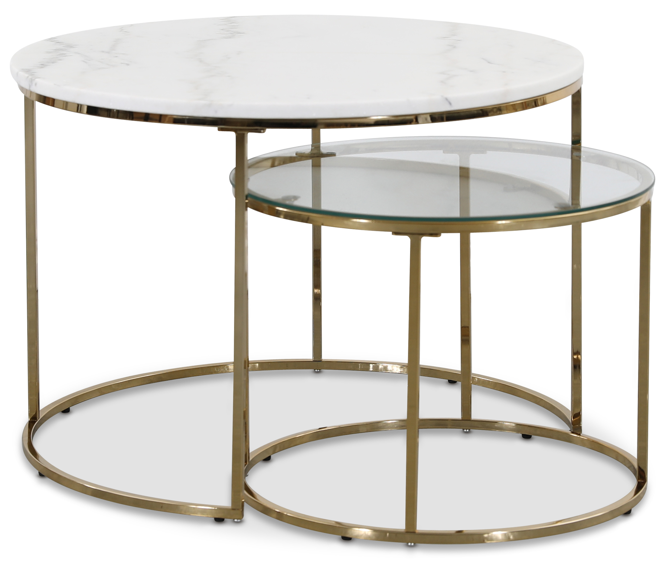 Tiffany satsbord Ø70/50 cm - Vit marmor / Mässing Tiffany satsbord Ø70/50 cm - Vit marmor / Mässing