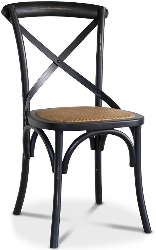 Stoel zwart met rotan zitting - Gaston + Stoel kussen