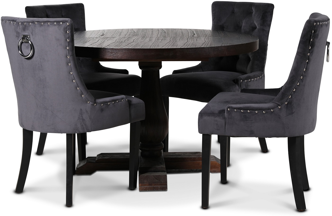 Lamier matgrupp Bord med 4 st Tuva stolar i grå sammet Lamier matgrupp Bord med 4 st Tuva stolar i grå sammet