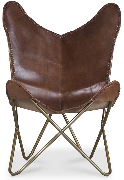 Vleermuis fauteuil bruin echt leer - Baltimore + Meubelreiniging