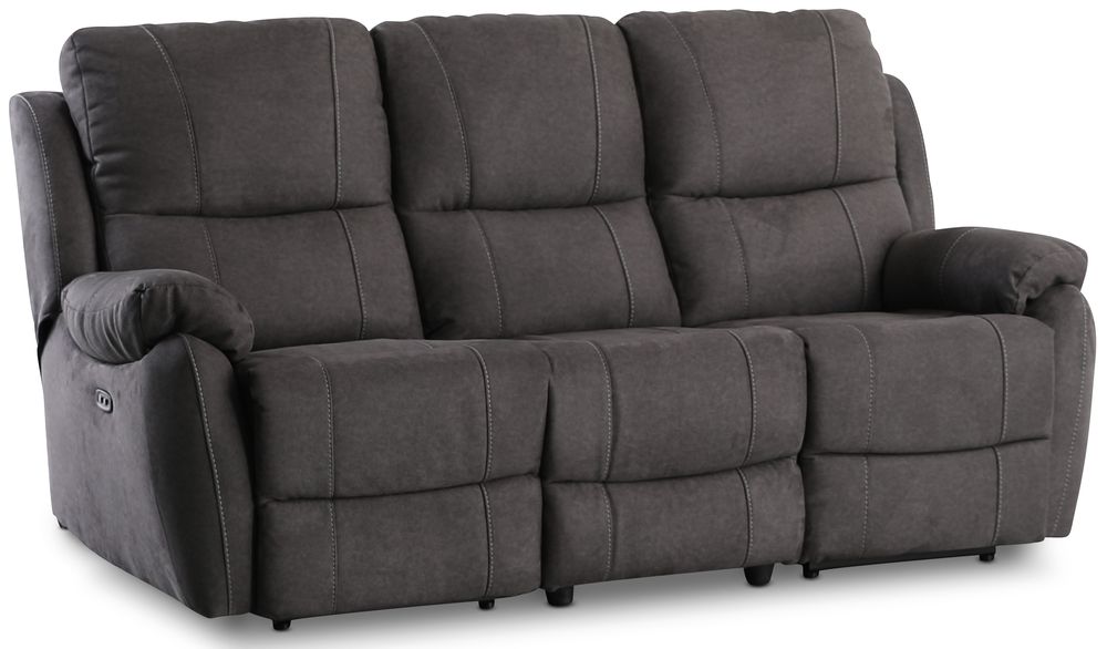 Enjoy Hollywood reclinersoffa - 3-sits (el) i antracit microfibertyg
