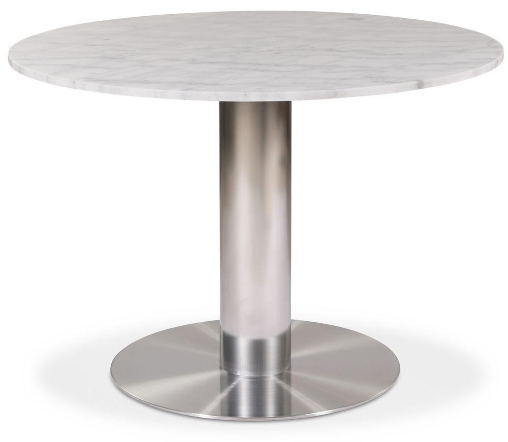 Next ronde marmeren eettafel D105 cm - Geborsteld staal / Marmer (Wit)