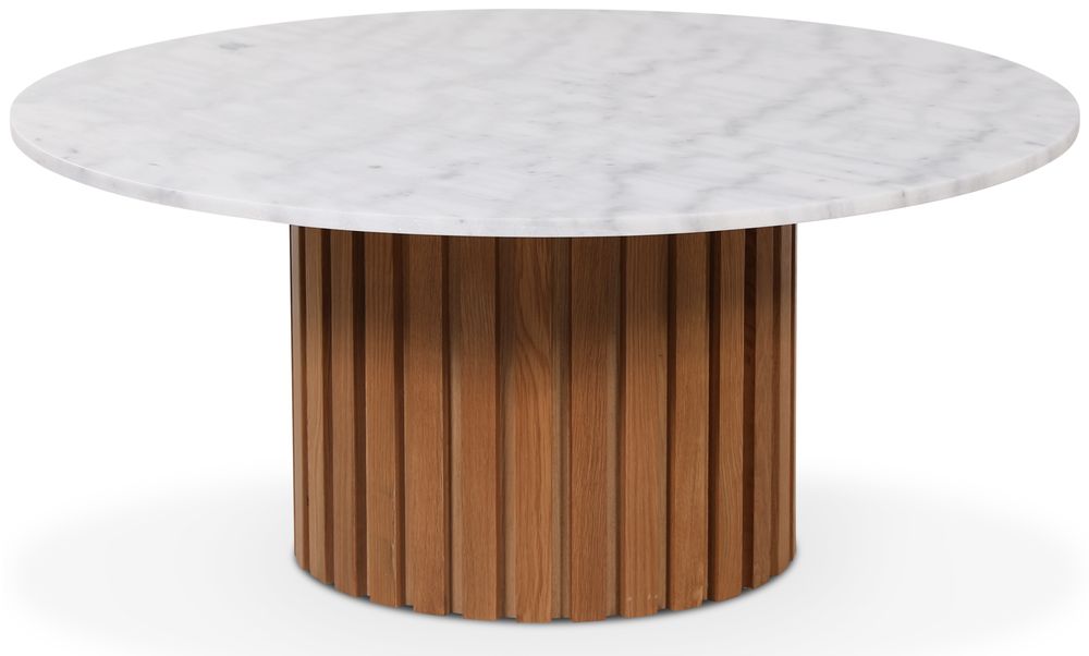 Marmeren salontafel �105 cm - Eiken / Wit marmer