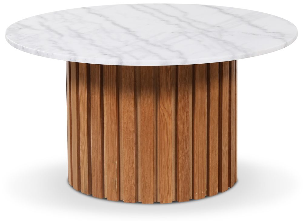 Marmeren salontafel �85 - Eiken / wit marmer