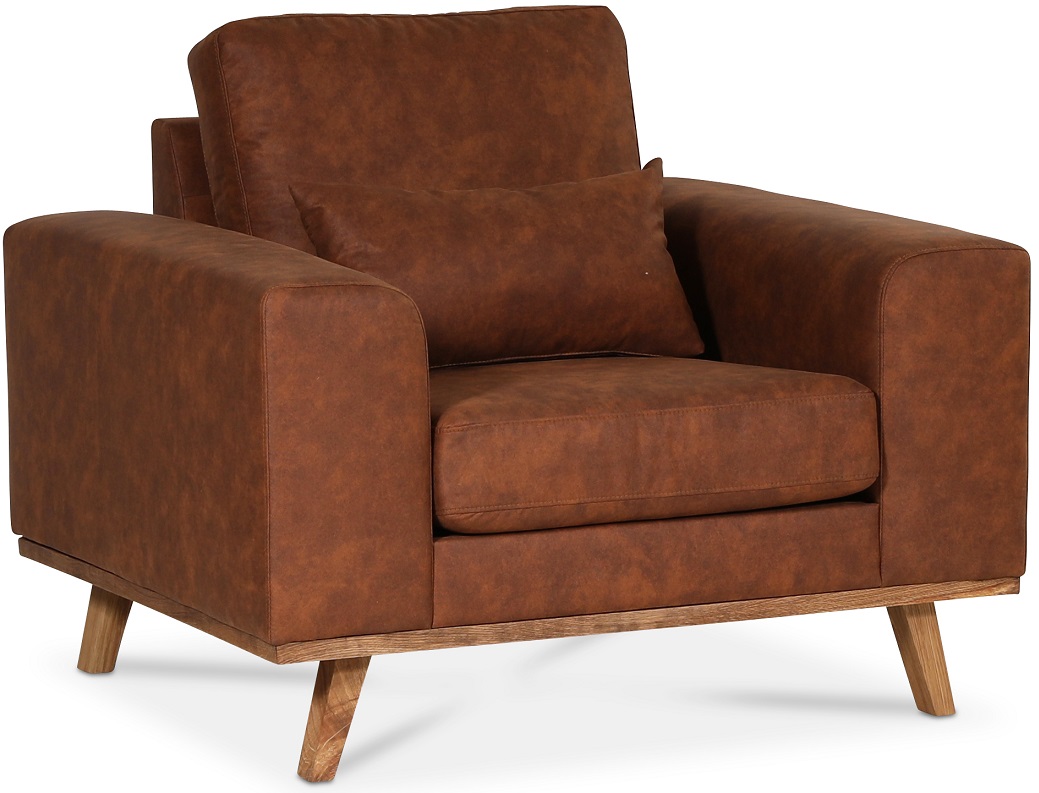 Ranger fauteuil - Cognac (Lederlook) / Eiken