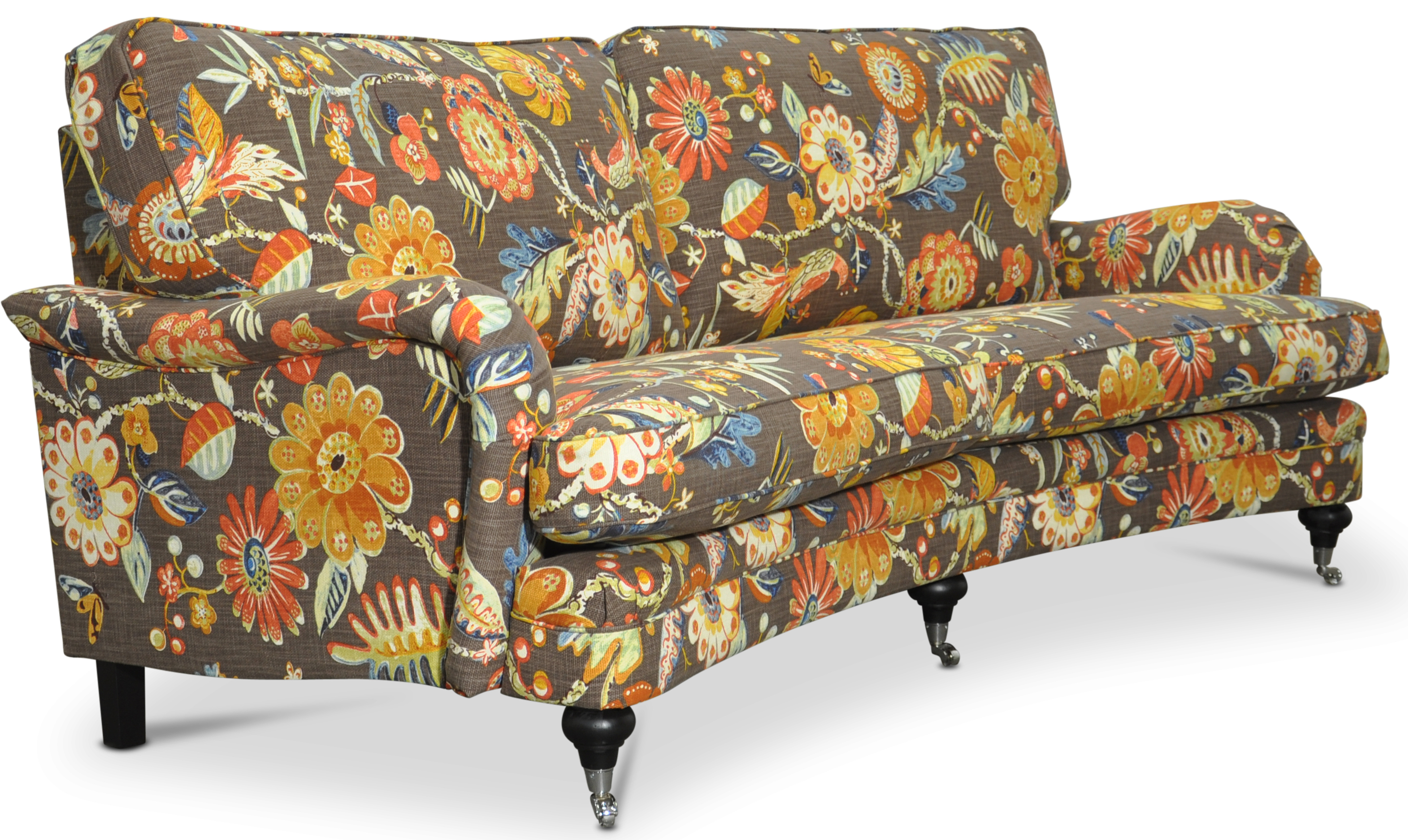 Savoy 3-sits sv�ngd soffa med blommigt tyg - Havanna Brun