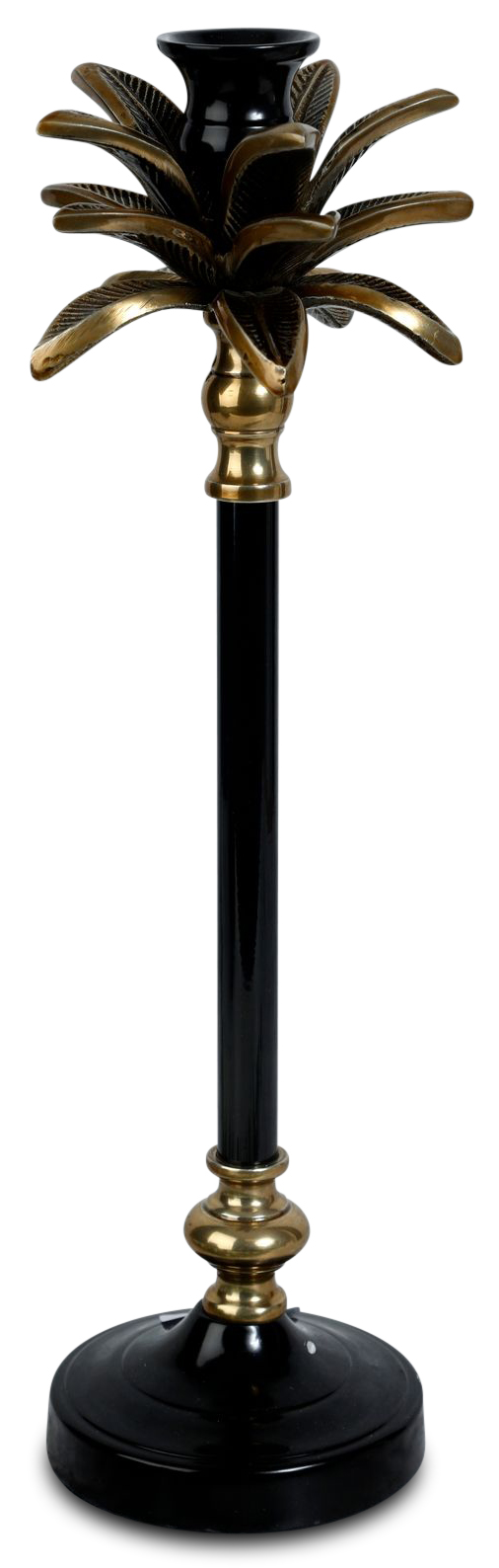 Ljusstake palm H50cm - Guld/Svart