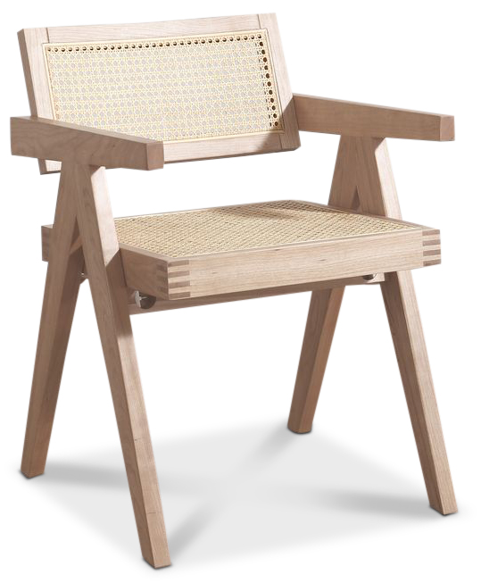 Sara fauteuil - Whitewash/rotan