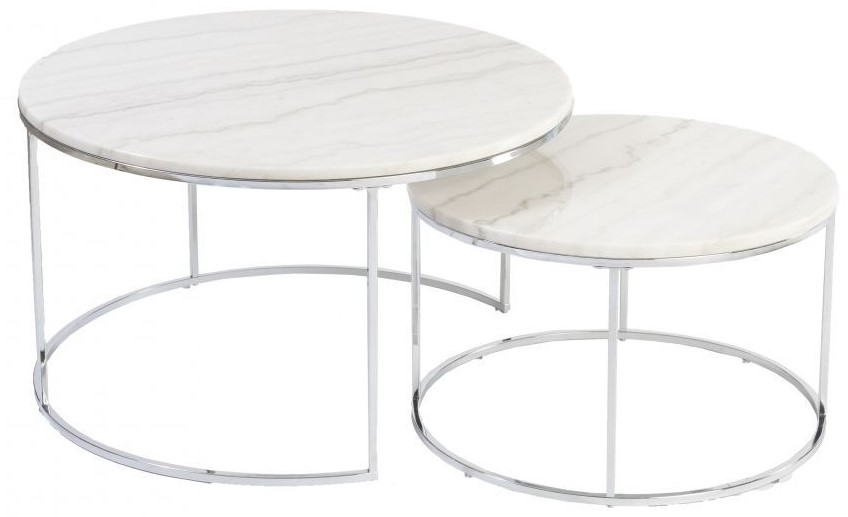 Lormont marmeren bijzettafel �80/60 cm - Licht marmer/chroom