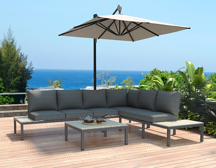 Abisko soffgrupp h�rnsoffa 6 personer - Tr�/Aluminium