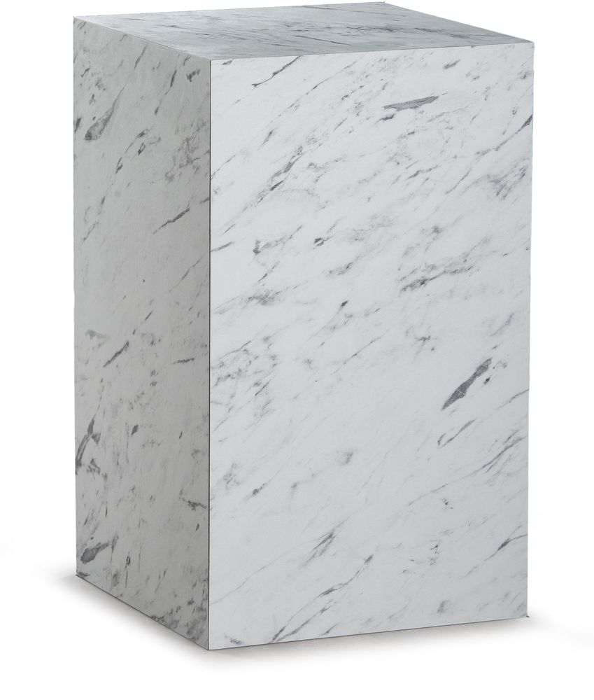 Stenen bijzettafel 30 x 30 cm - Wit marmer (Laminaat)