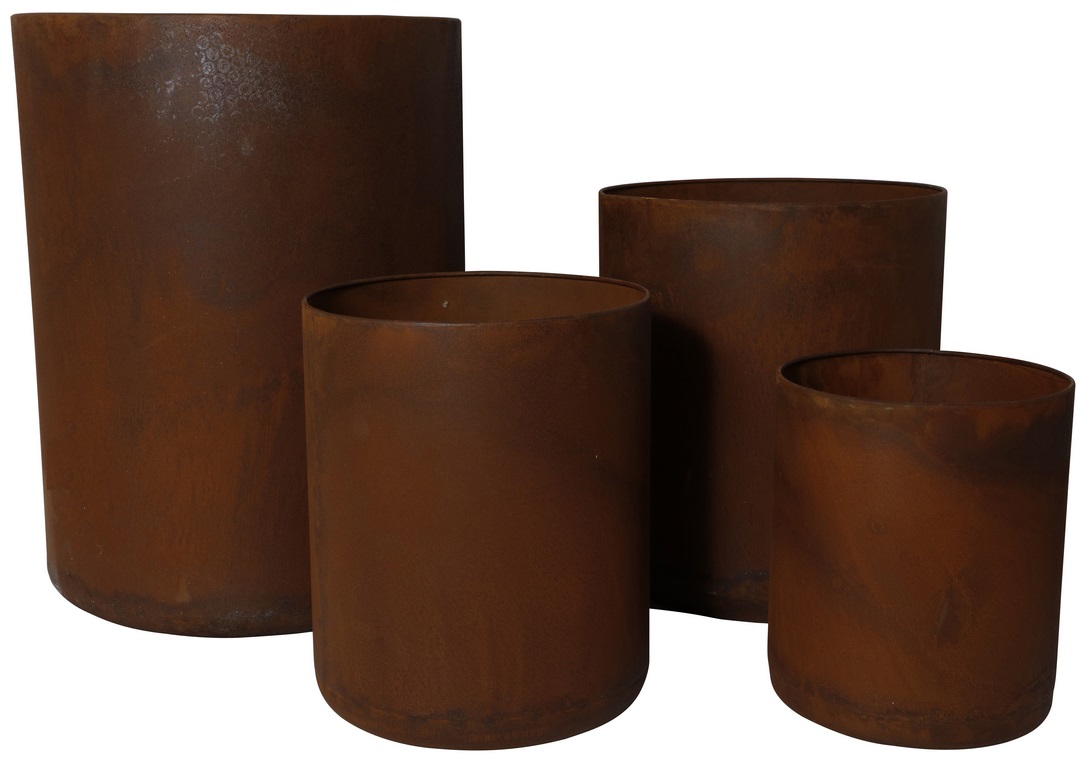 Rost set om 4 st runda krukor - Utomhus krukor