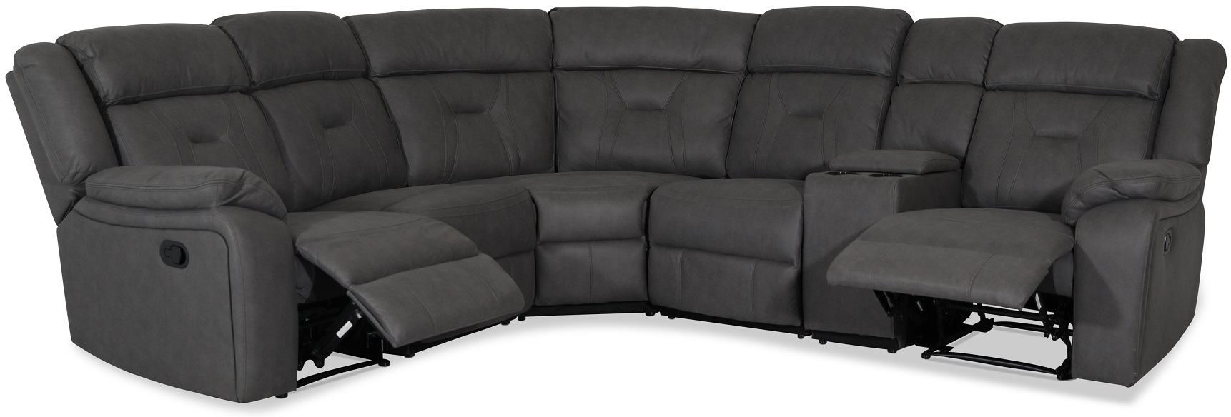 Manhattan hoekbank - relaxfauteuil en bekerhouder - Grijs PU