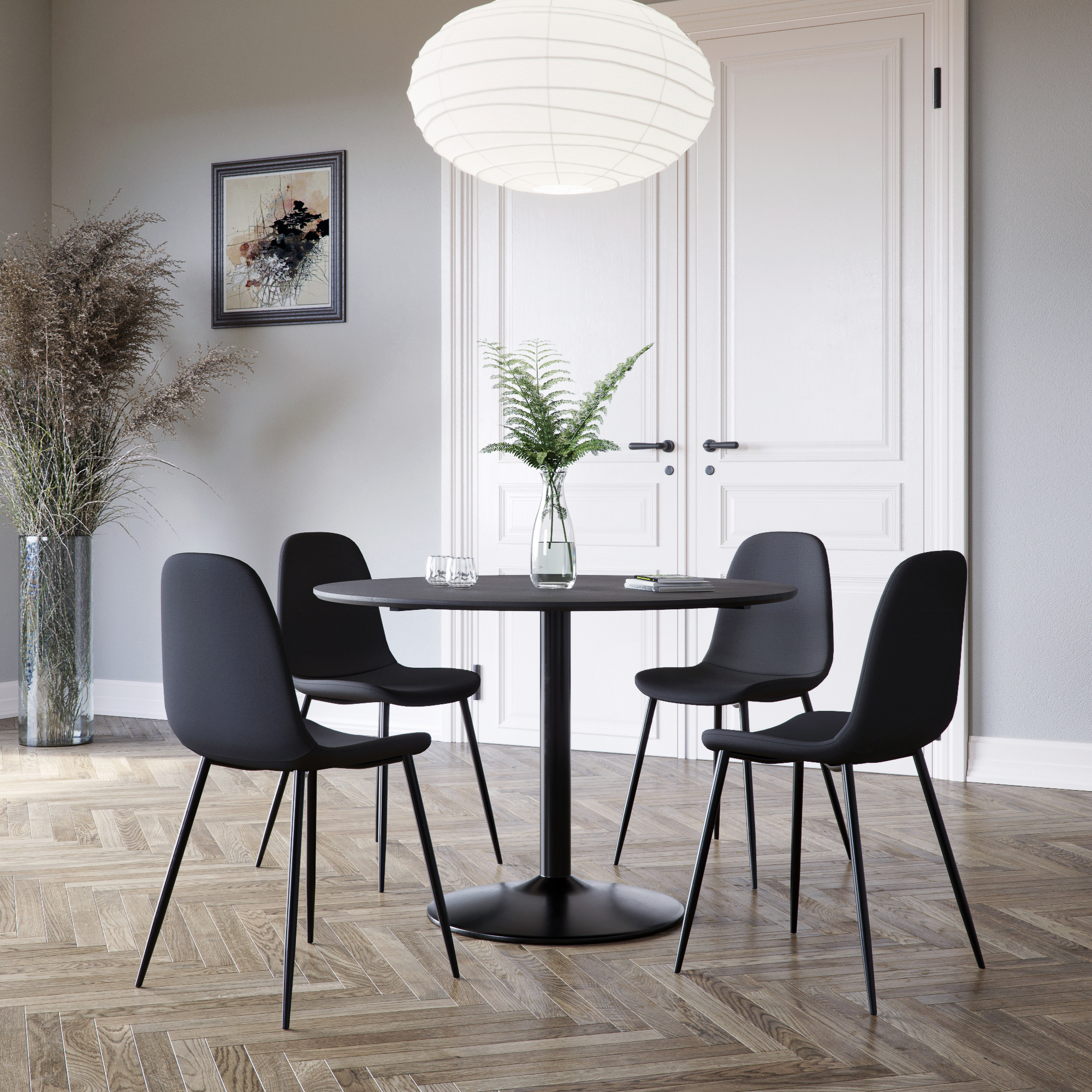 Seat matgrupp, matbord med 4 st Carisma matstolar - Svart + 3.00 x M�beltassar