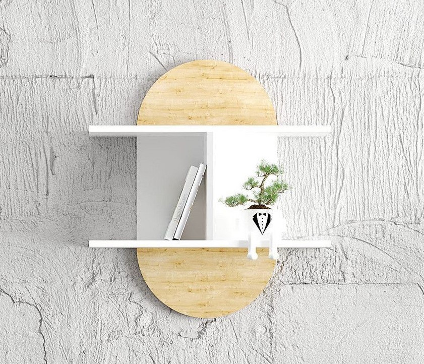 Auro vägghylla - Vit/ek Auro vägghylla - Vit/ek