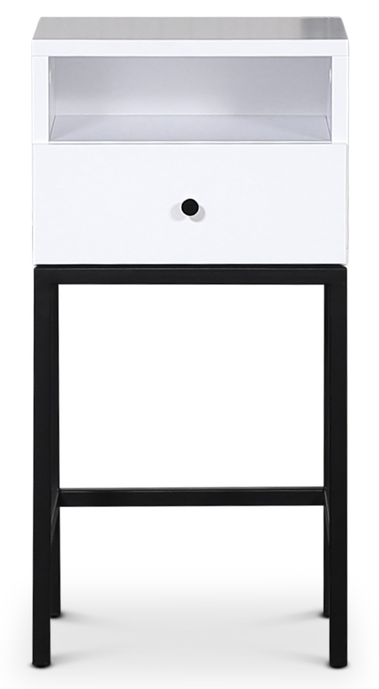 Stil s�ngbord med l�da Vit / Svart