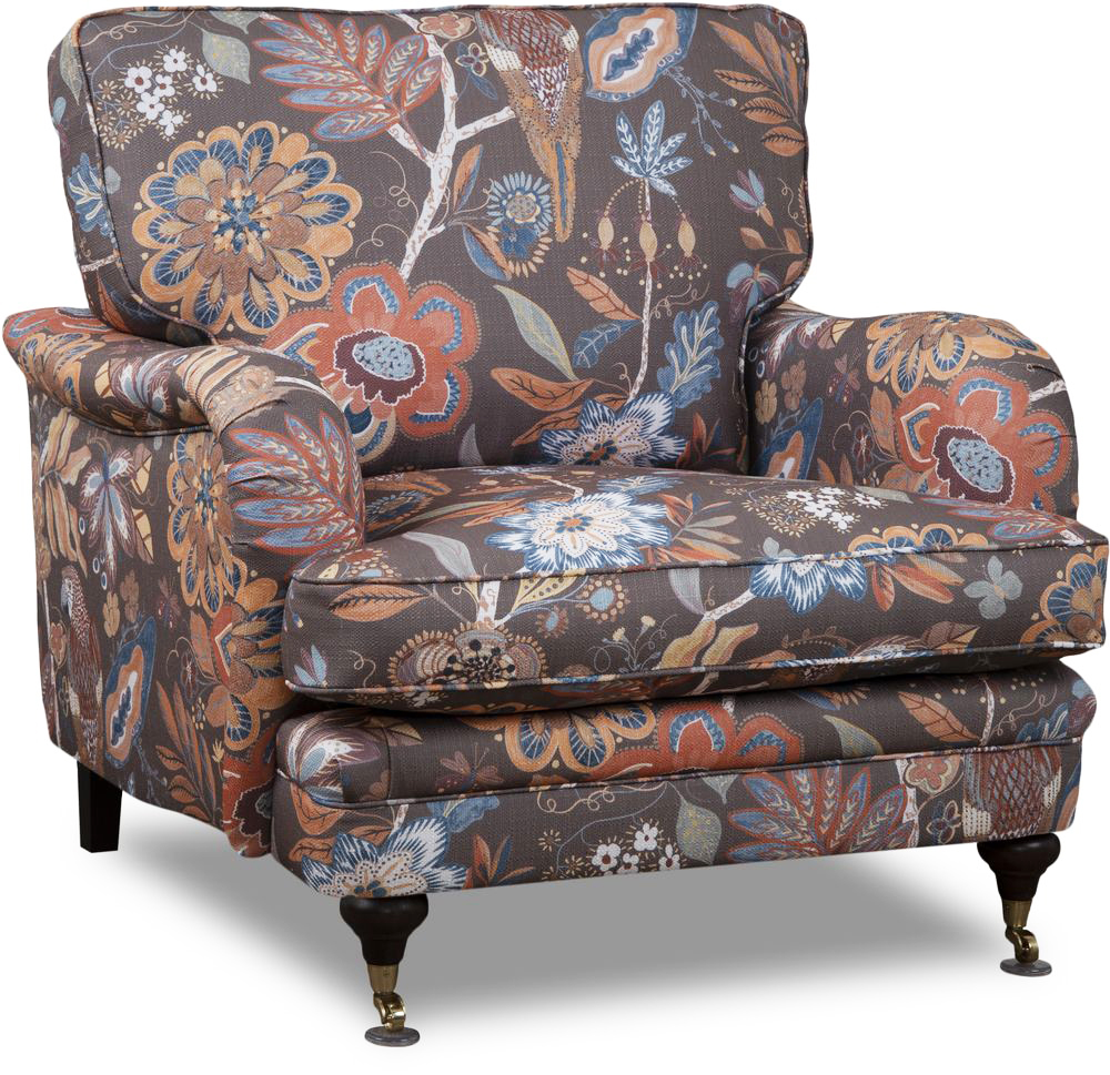 Spirit Howard fauteuil in gebloemde stof - Eden Parrot Brown