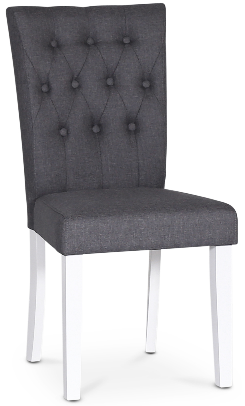 Crocket witte eetkamerstoel in grijze stof + Meubelpoten