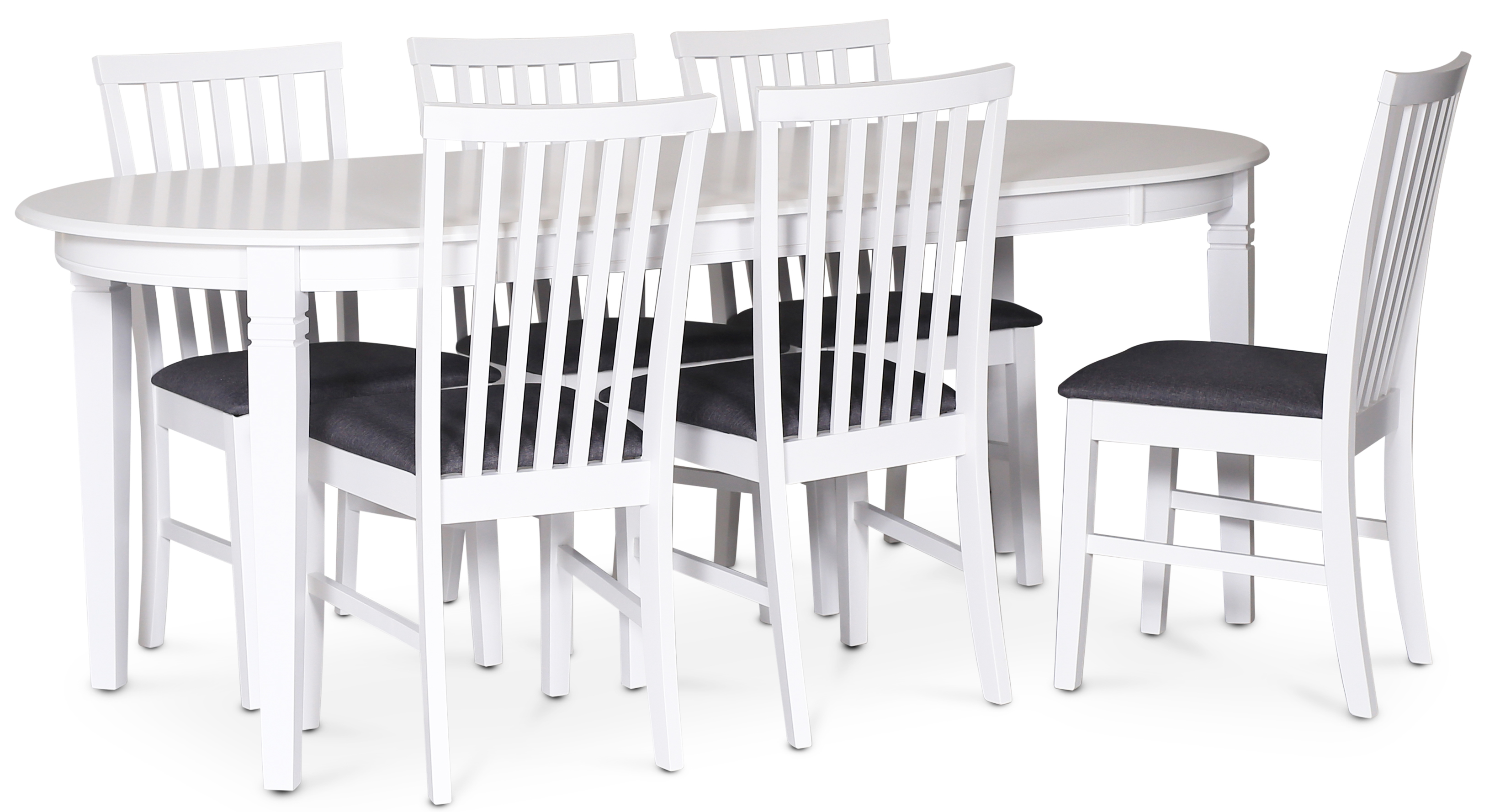 Sandhamn-voedselgroep; Ovale eettafel met 6 Sandhamn Alice eetkamerstoelen