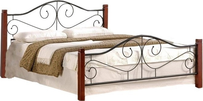 Litzy bedframe 160x200 cm - Antiek kersen/zwart