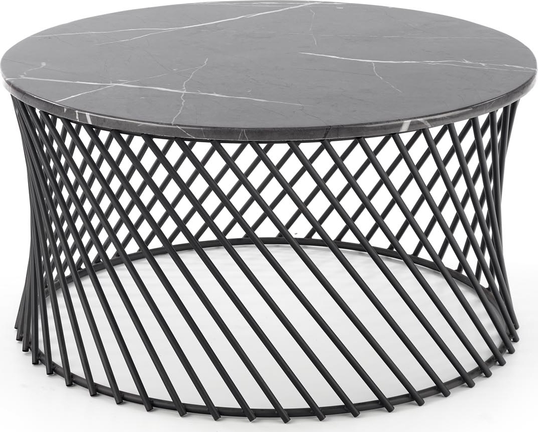 Kapitol salontafel Ø80 cm - Grijs marmer/zwart Kapitol salontafel Ø80 cm - Grijs marmer/zwart