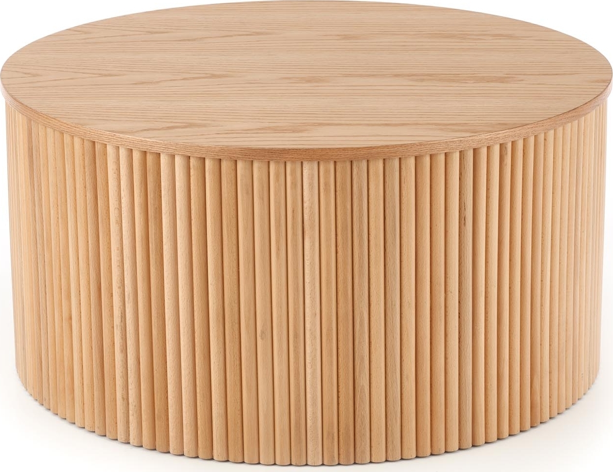 Celie ronde salontafel met houten latten Ø80 cm Celie ronde salontafel met houten latten Ø80 cm