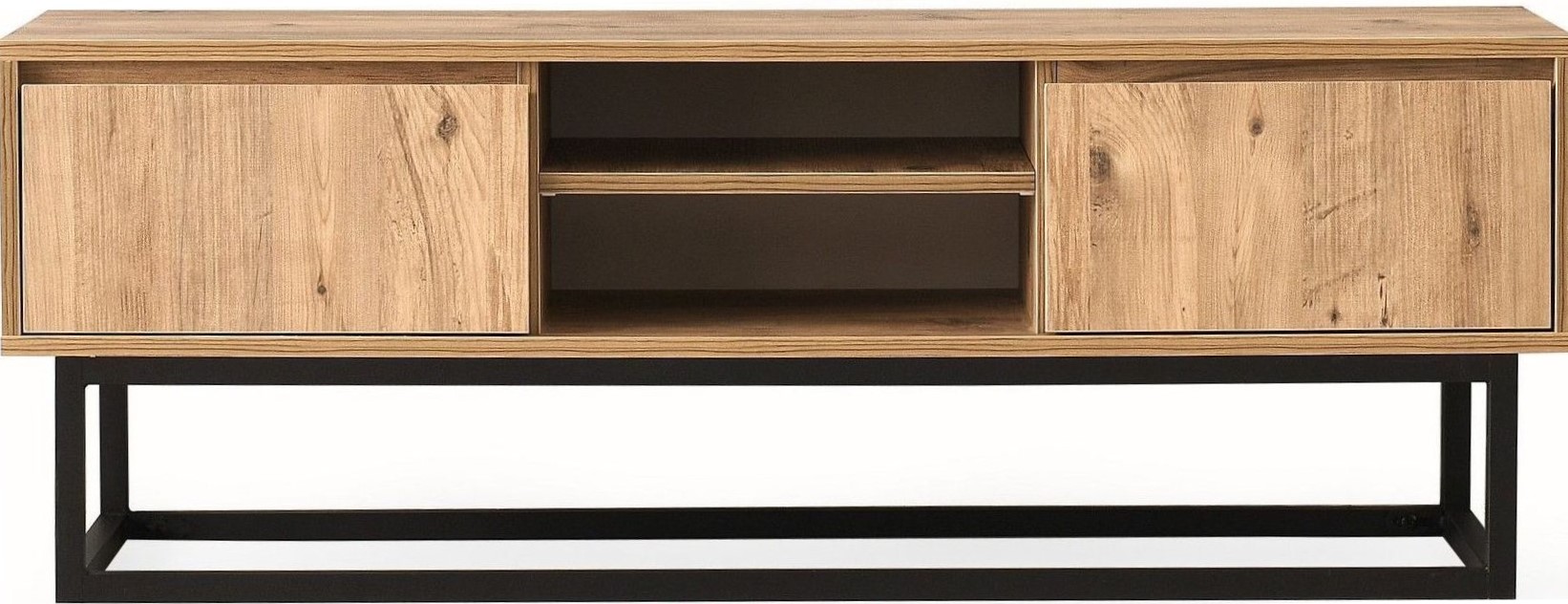 Belinda mediabank 180 cm - Zwart/grenen