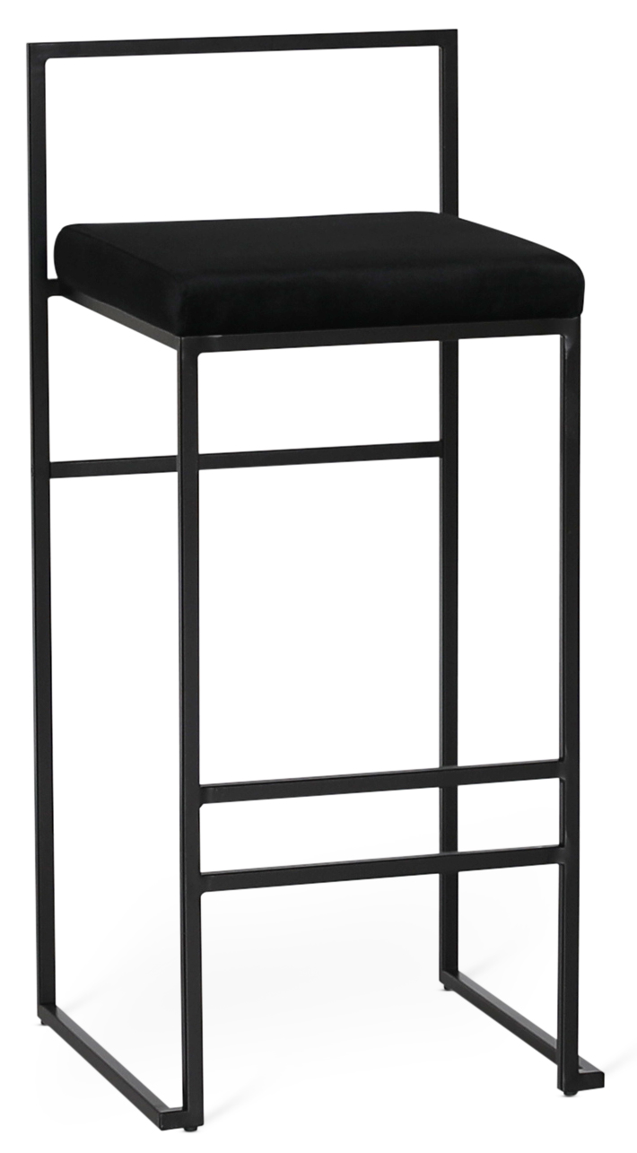 Aston barkruk stapelbaar - Zwart fluweel / zwart + Meubelpoten