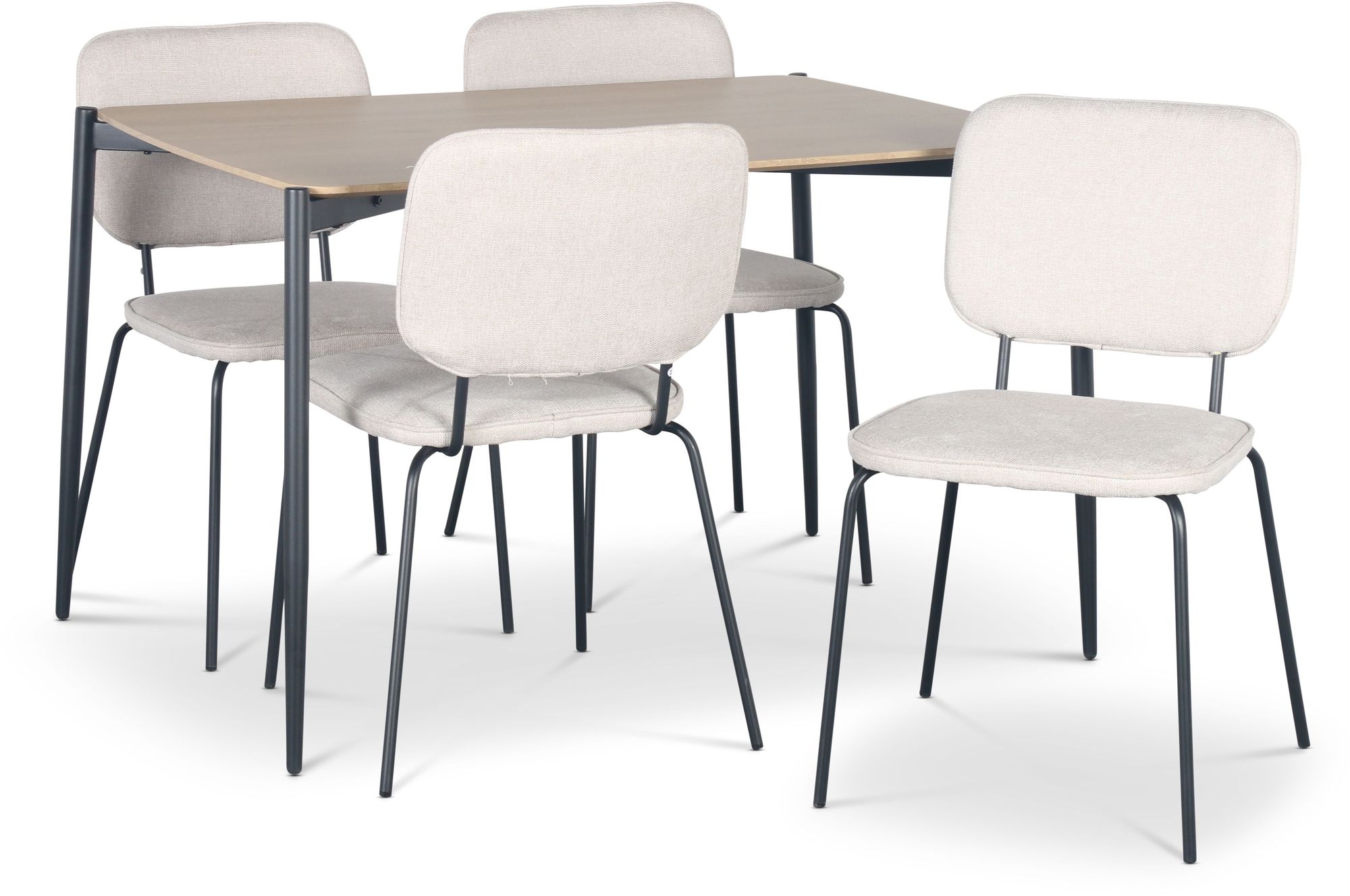 Lokrume matgrupp 120 cm bord i ljust tr� + 4 st Lokrume beige stolar