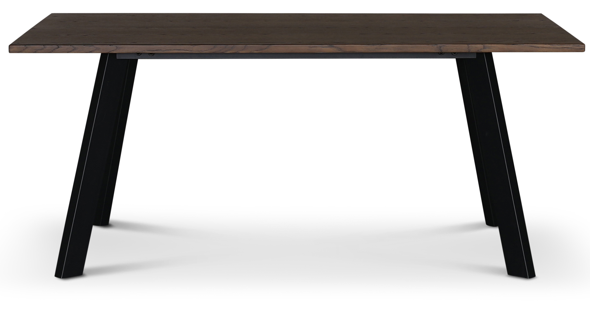 Freddy avl�ngt matbord i brunoljad ek med svarta metallben - 170x90 cm