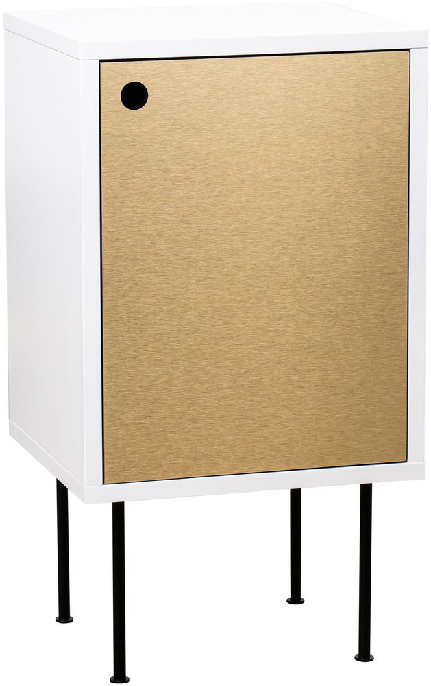 Volume vitt s�ngbord med d�rr i m�ssing