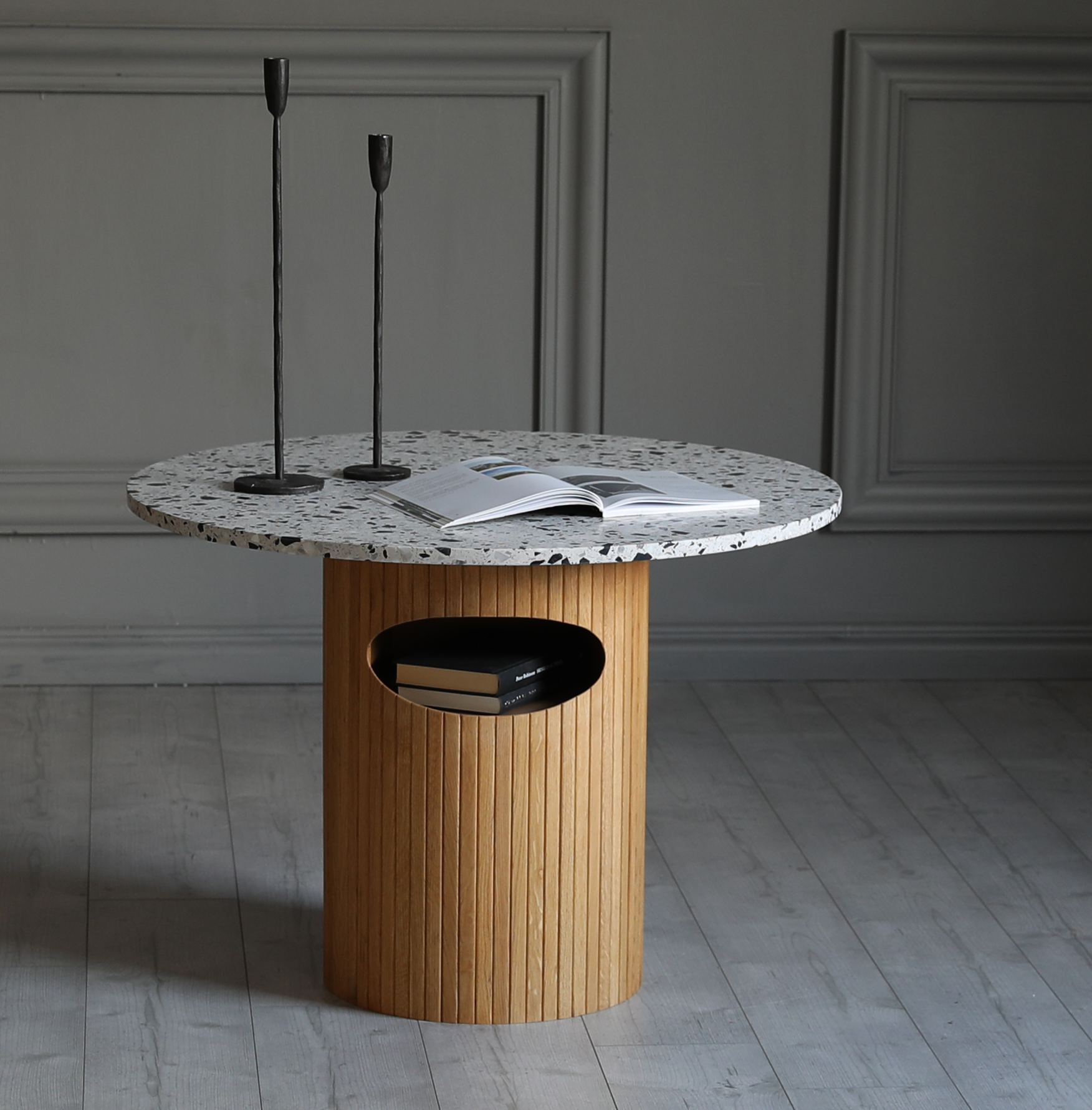 Arto ronde salontafel hoogte 60 cm - Eiken/Terrazzo