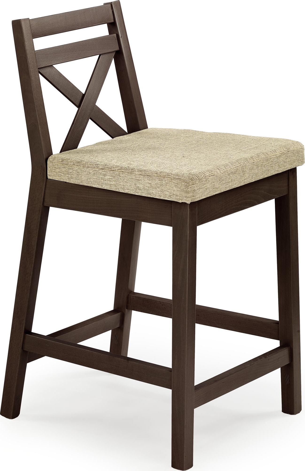 Cassandra barkruk SH 58 cm - Walnoot/beige