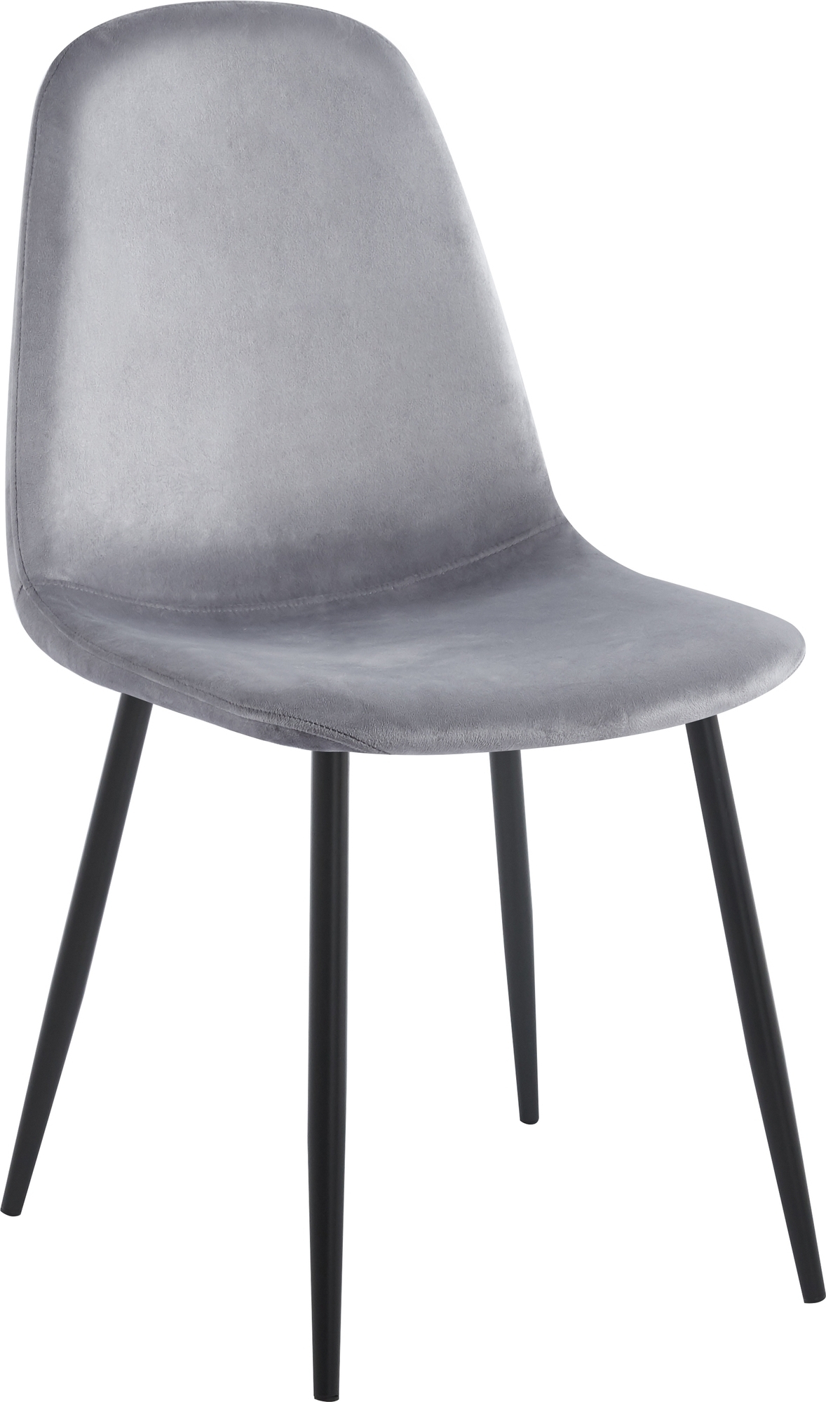 Stoel lichtgrijs fluweel met zwarte poten + Meubelpoten