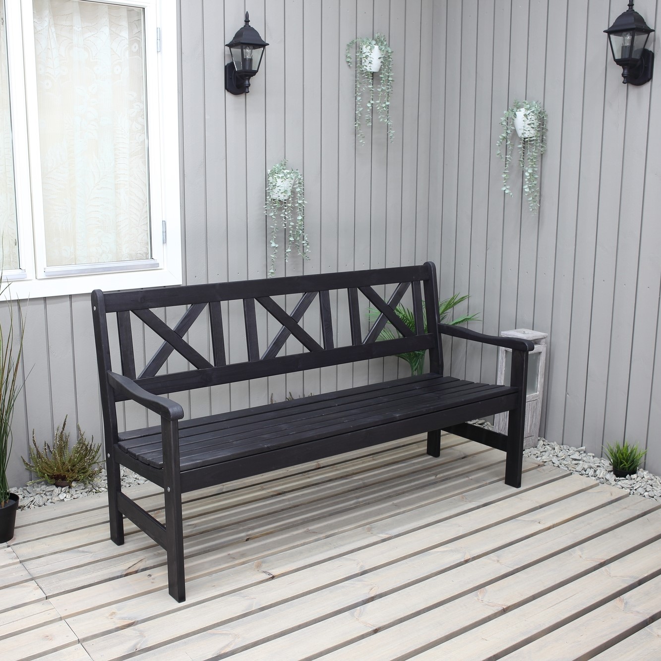 Europa tuinbank 3-zits - Zwart + Meubelreiniging