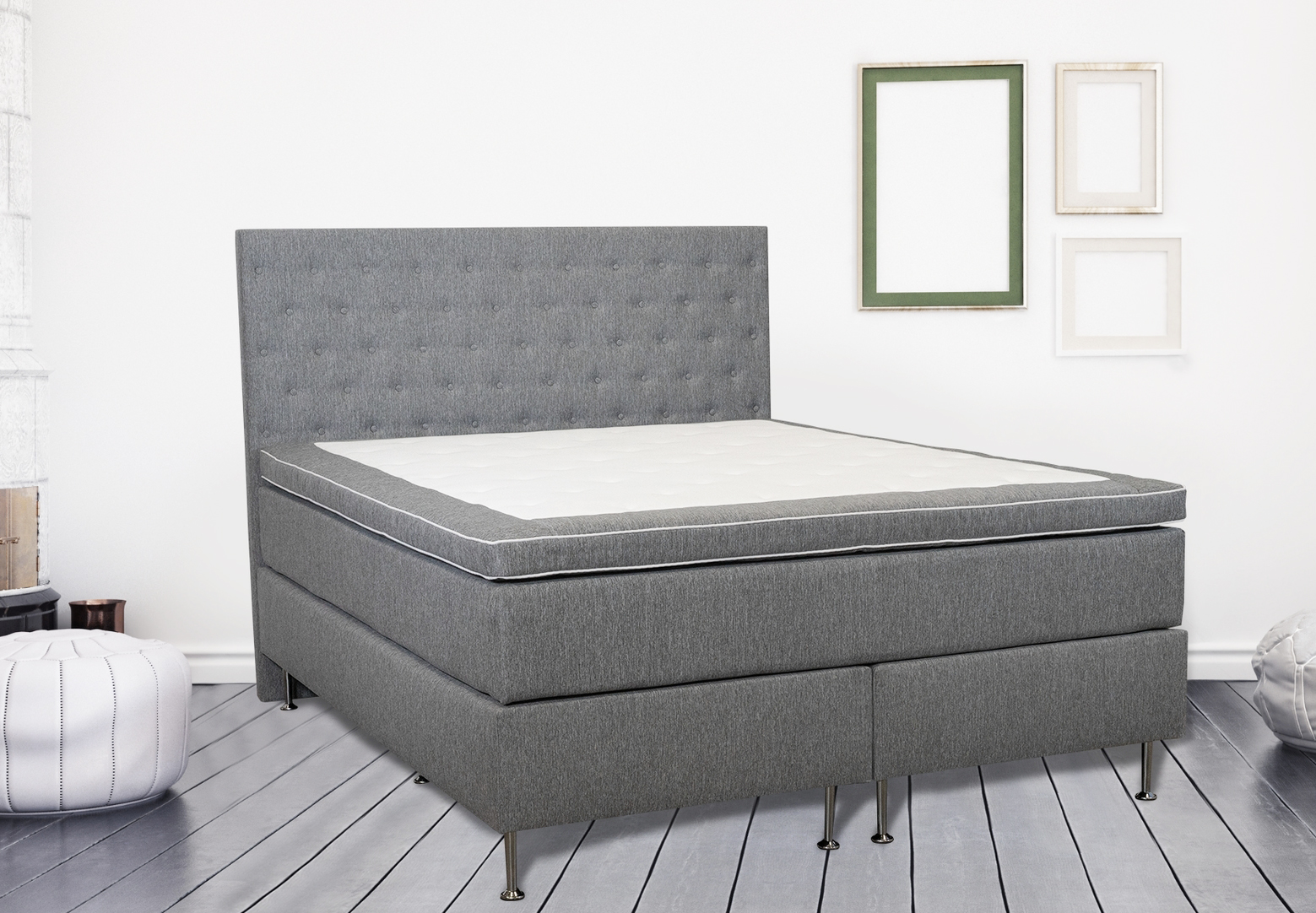 Bed 180x200 cm grijs pocket 5 zones