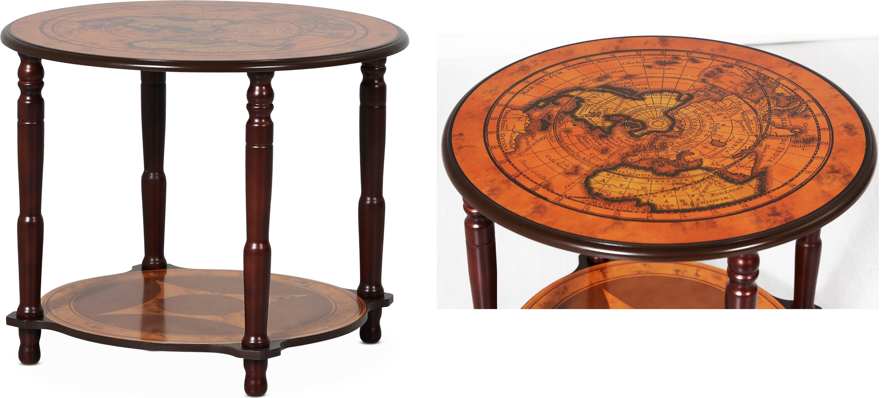 Lampbord i valn�t med v�rldskarta �60 cm