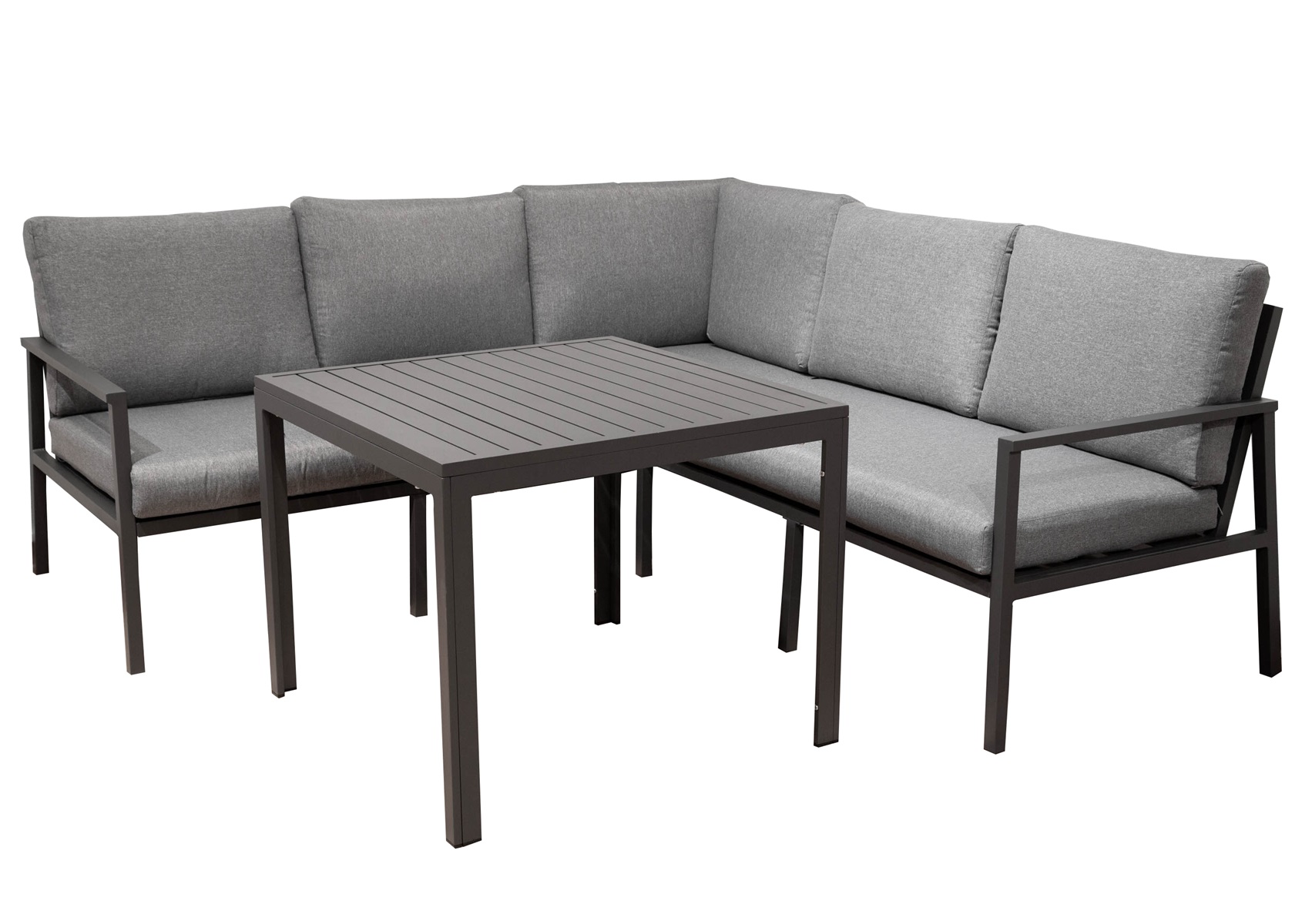Loungegrupp i aluminium med gr� dynor - Melo