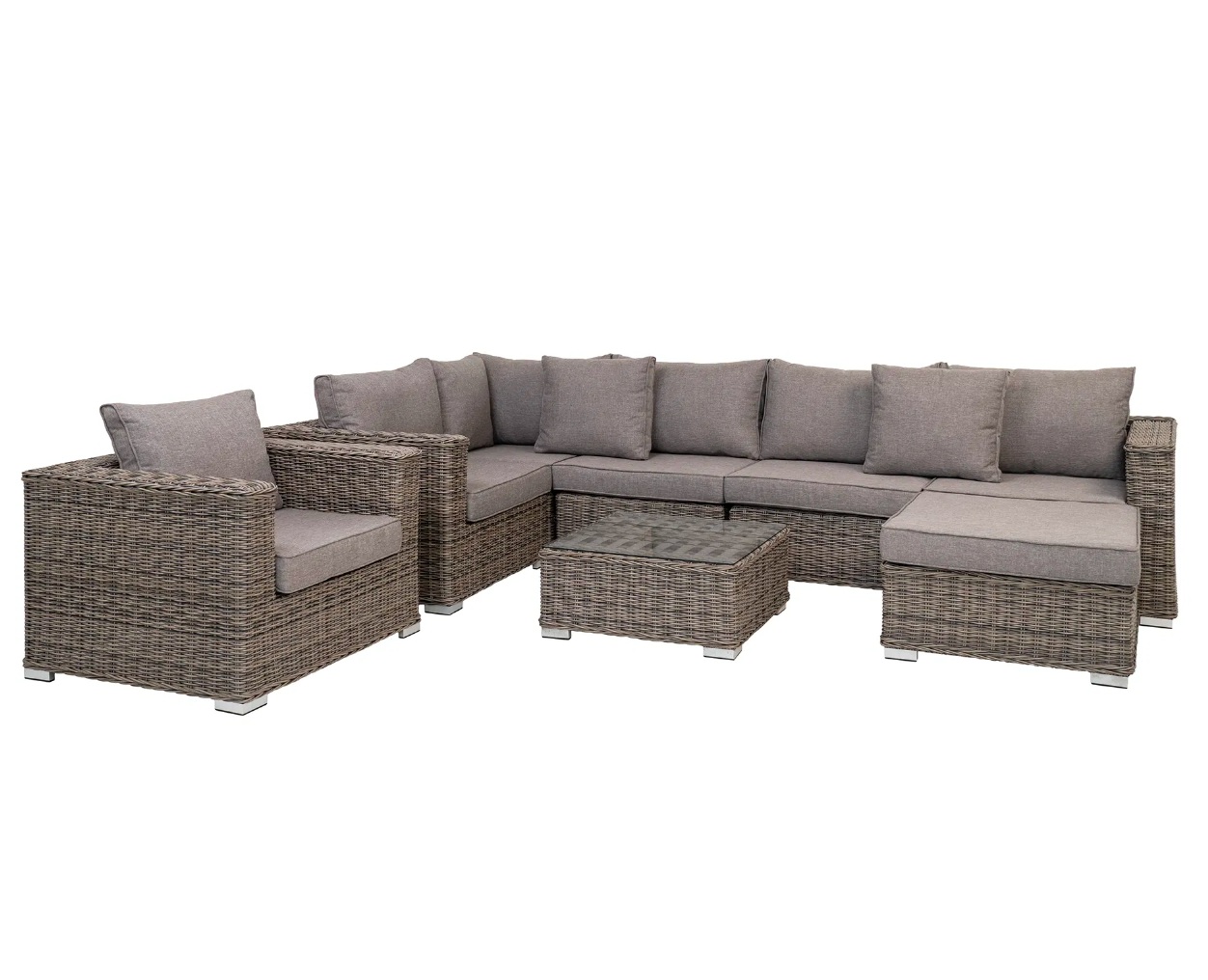 Calvi stor utesoffgrupp / loungeset - Kuburotting / Grå dynor Calvi stor utesoffgrupp / loungeset - Kuburotting / Grå dynor