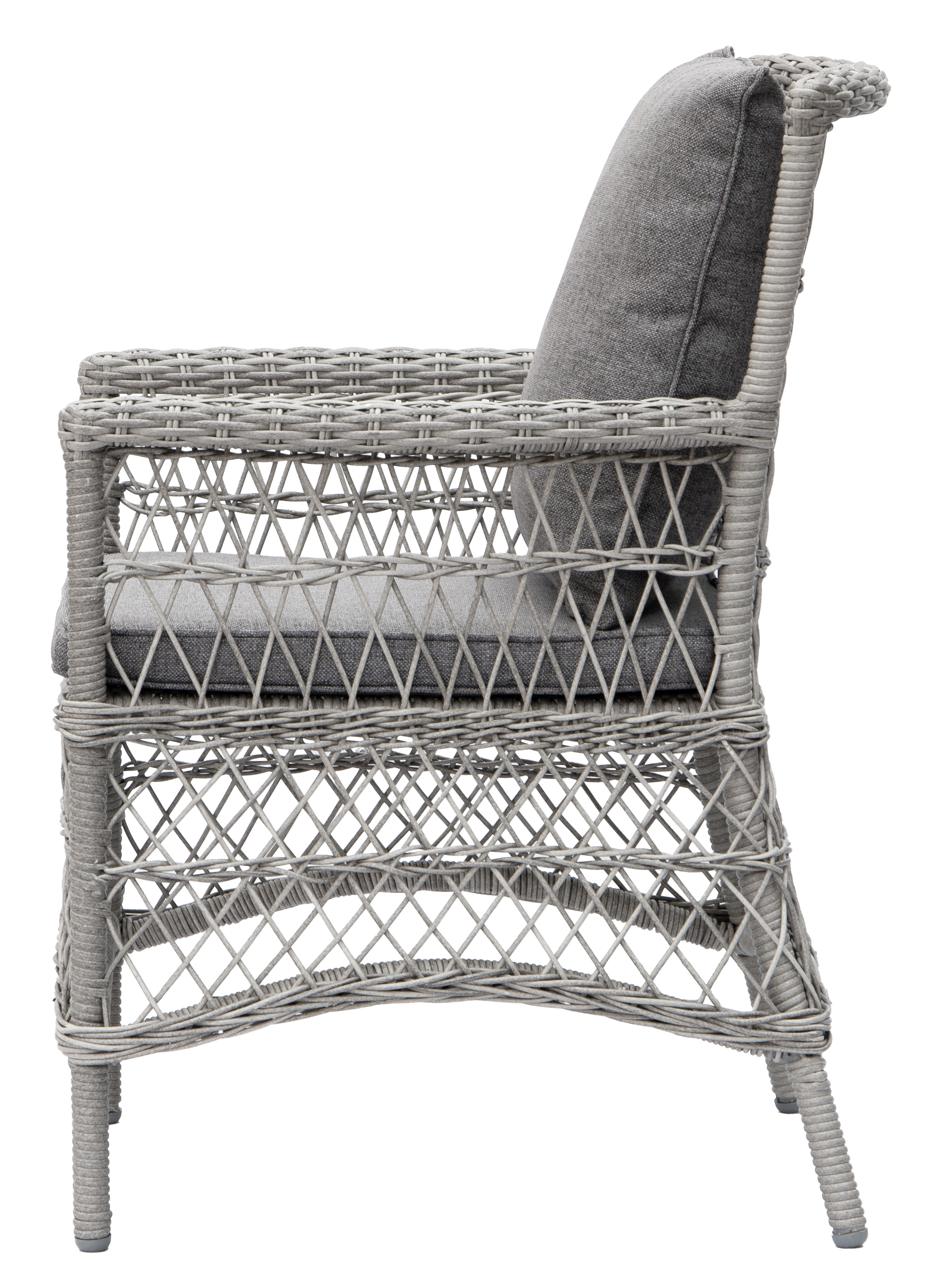 Utematstol i grå rotting med dyna Utematstol i grå rotting med dyna