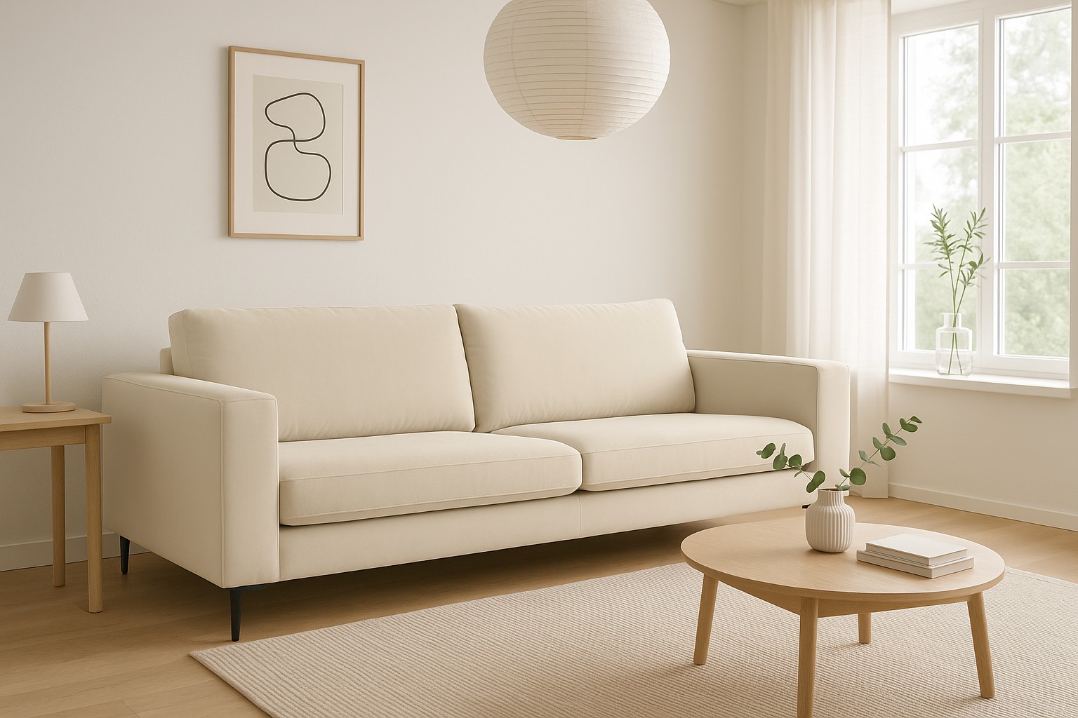 Soffa 3-sits beige - Aspen + Textilv�rd f�r m�bler