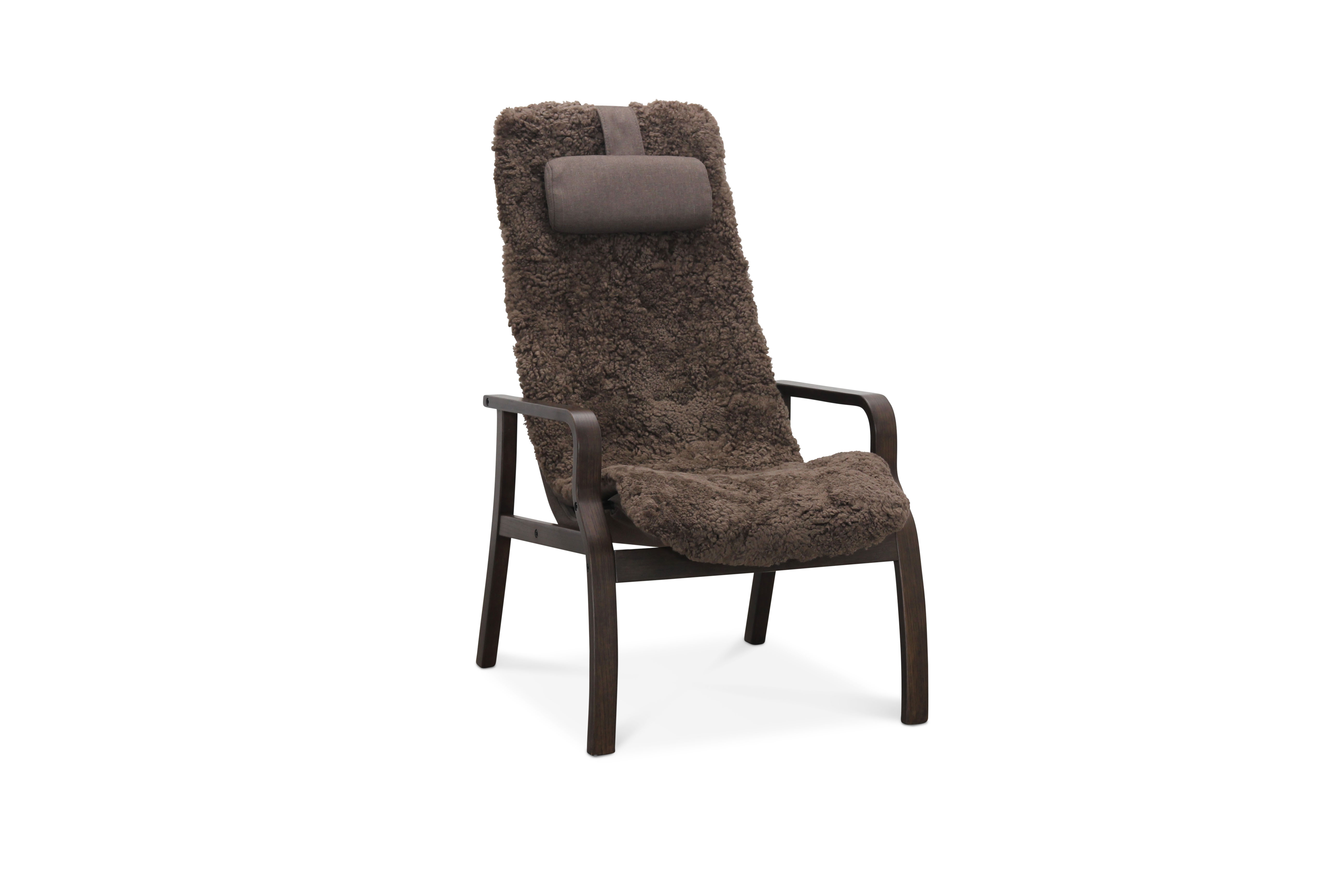 Fåtölj med fotpall fårskinn brun/ek - Frank Fåtölj med fotpall fårskinn brun/ek - Frank