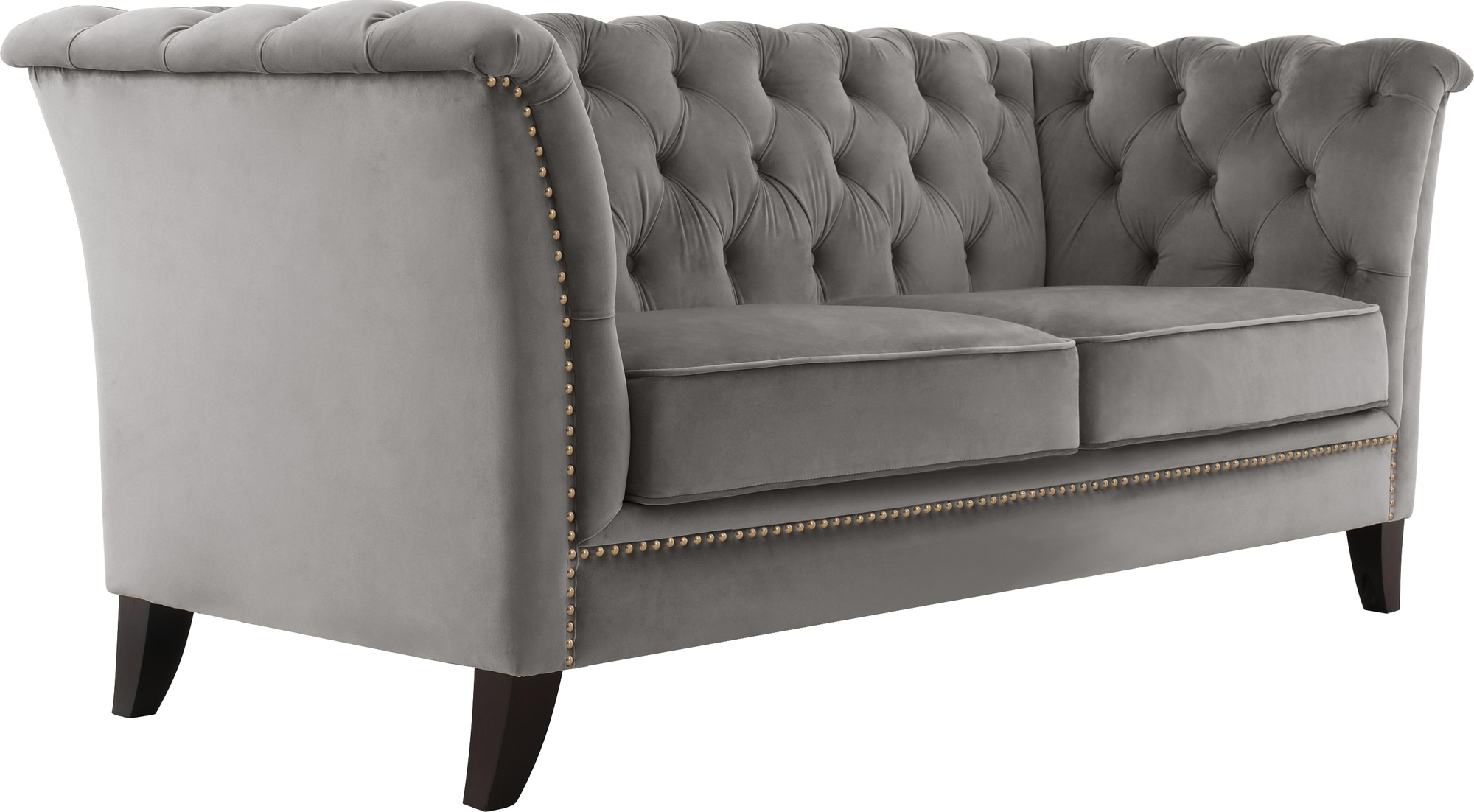 Soffa 2-sits chesterfield grå - Henry + Fläckborttagare för möbler Soffa 2-sits chesterfield grå - Henry + Fläckborttagare för möbler