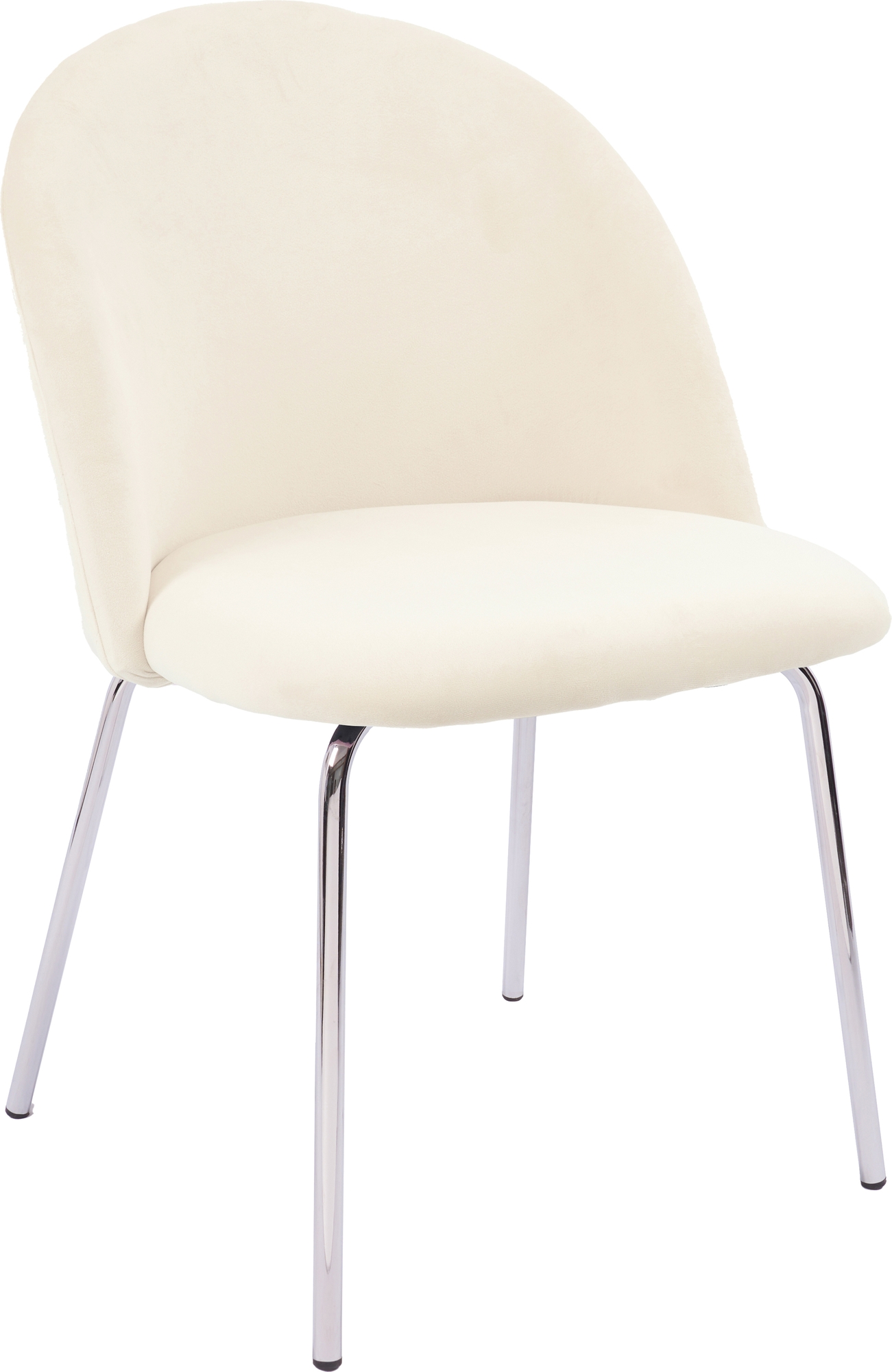Stol beige sammet med kromade ben - Plaza + M�beltassar