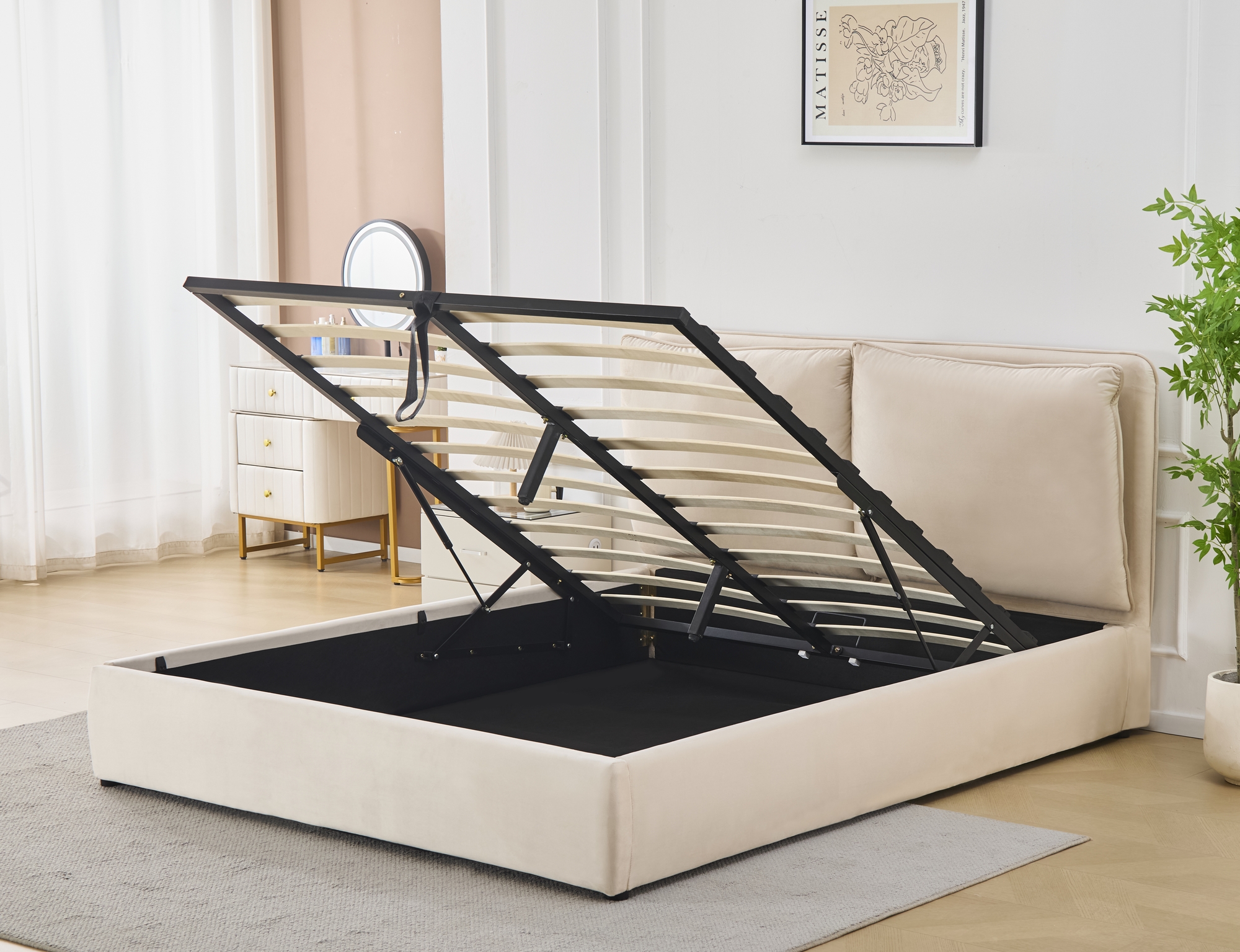 Sängram lyx 160 x 200 cm - Beige Sängram lyx 160 x 200 cm - Beige