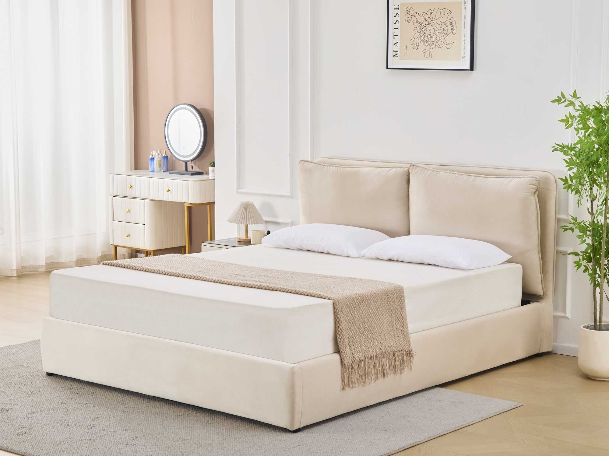 Sängram lyx 160 x 200 cm - Beige Sängram lyx 160 x 200 cm - Beige