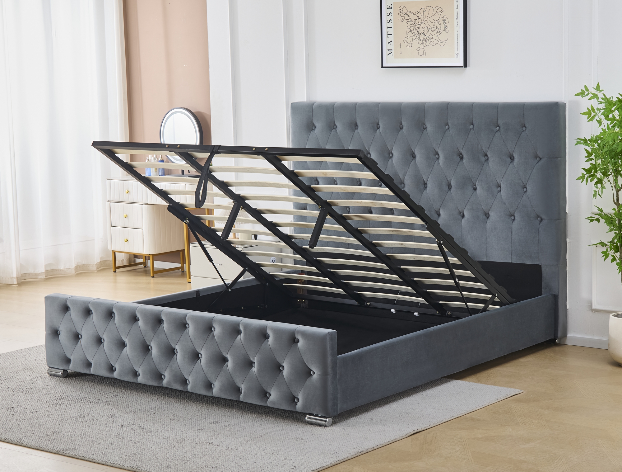 S�ngram med s�nggavel 180 x 200 cm - Gr�