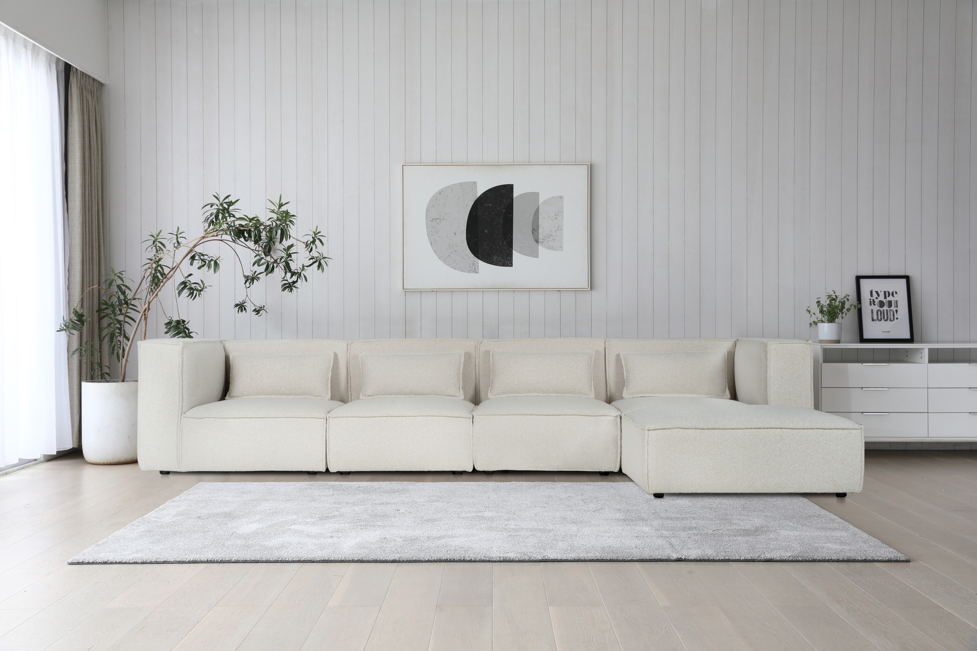 Nees modulsoffa i vit bouclé - combo 1 Nees modulsoffa i vit bouclé - combo 1