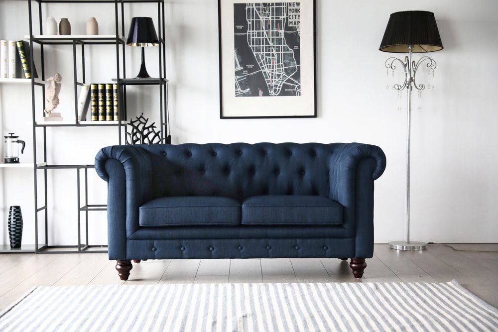 Chesterfield 2-sits soffa bl� - Herron