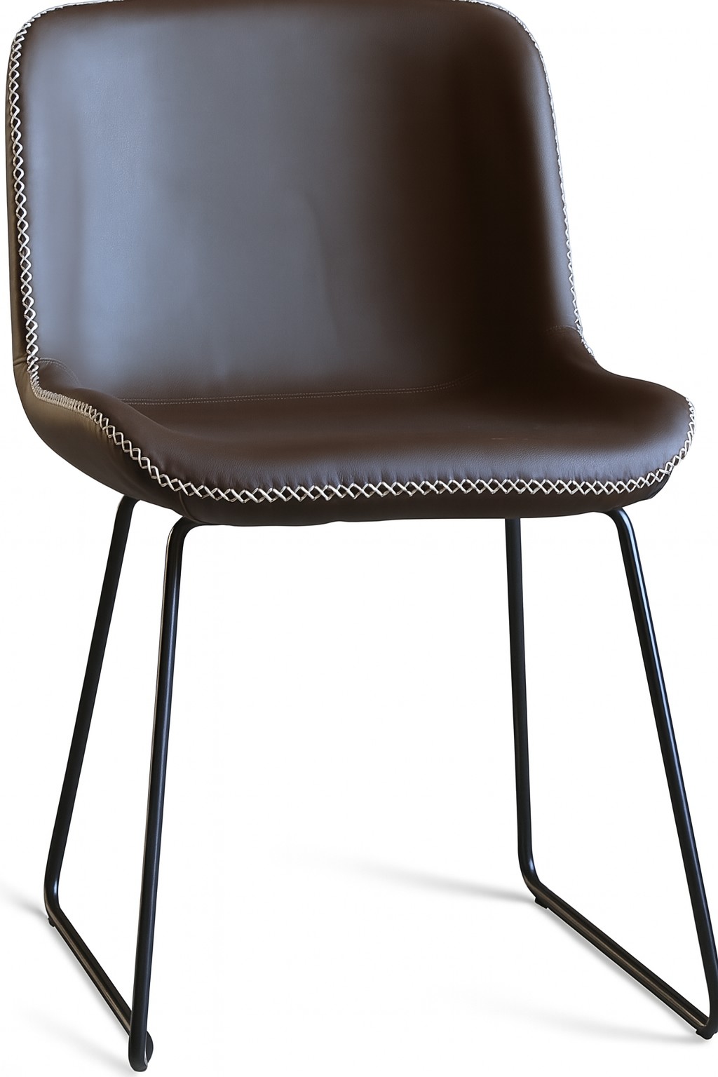 Texas stol i brun PU med ljus kontrastsm